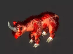 Long flat nose one horn oxen 3D model