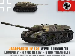 Low Poly Jagdpanzer IV L70 tank destroyer Low-poly  3D model
