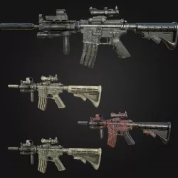 M4 Carbine Assault Rifle with Tactical Accessories and Skins Low-poly  3D model