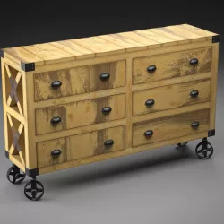 Manufacture Buffet-dresser on Wheels in the Industrial Style 3D model