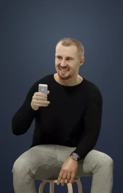 Mark Casual Male Sitting Taking a Selfie 3D model