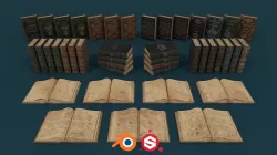 Medieval Books PBR 1  Low-poly  3D model