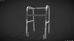 Old man walker aids with tire black Low-poly  3D model