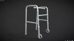 Old man walker aids with tire blue Low-poly  3D model