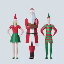 Santa and Helpers Low-poly  3D model