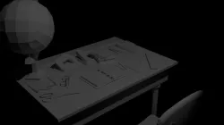 school desk set Low-poly  3D model