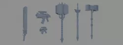 Space Marine Warhammer 40k weapons pack 3D model