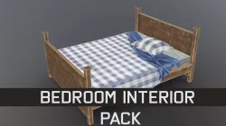 Vintage loft interior bedroom package  game  Low-poly  3D model