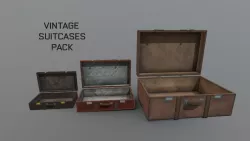 Vintage old suitcase package apocalyptic interior models Low-poly  3D model