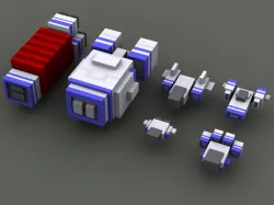 Voxel style spaceships 3D model