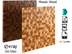 Wood Mosaic Pattern Low-poly  3D model