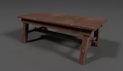Wood table for work 3D model