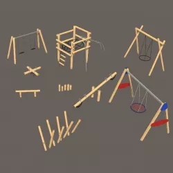 Wooden playground Low-poly  3D model