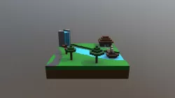 Voxel River Scene