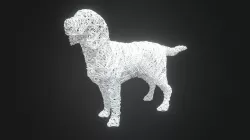 Wire frame dog sculpture model