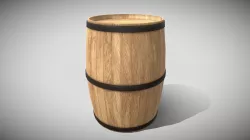 Wooden Barrel (Blend File, OBJ, DAE)