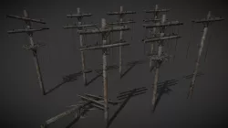 Wooden Electric Poles Pack - 8 Variations