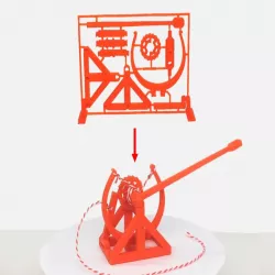 3D-printable Davinci catapult gift card