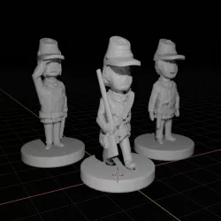 Confederate Soldiers in Comic Style: Set 2 + Blender Rig
