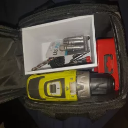 Storage compartment for Ryobi drill bag.