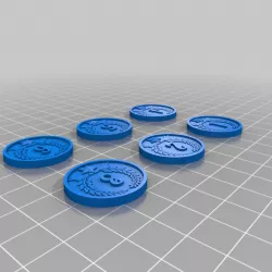 Token with numbers for tabletop games