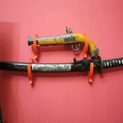 Wall mount for katana and pistol replikate