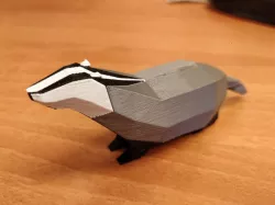 European Badger Low-Poly Multimaterial (Meles meles)
