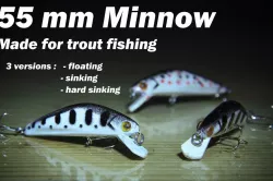 55 mm Minnow lure for trout fishing (stencils included)