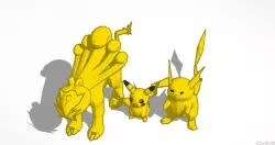 Raichu, Raikou and Pikachu