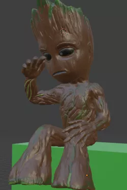 sitting sad baby groot