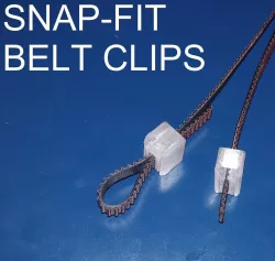 Snap fit Gt2 belt clamps/clips/ties for reprap, creality, and many other machines. Includes belt ends, or belt loop clips.