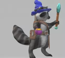 racoonman wizard with and without hat