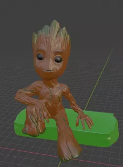 sitting cool baby groot on stand