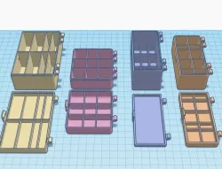 Customizable hinged box with rounded edges and dividers