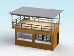 1:32 SCALE FACE-BRICK BUILDING WITH ROOF DECK