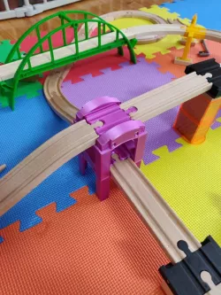 Stackable Wooden Train Bridge / Riser