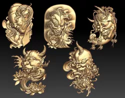 Bas-relief of models of Hannya 3D model