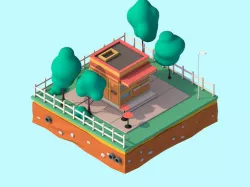Cartoon Low Poly Street Tray 3D model