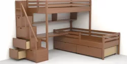 Children bunk bed made of solid wood 3D model
