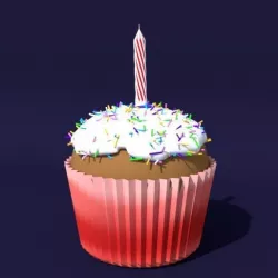 Cupcake with Candle 3D model