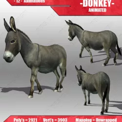 Donkey Animated Low-poly  3D model