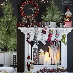 False fireplace with Christmas decoration 3D model