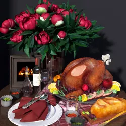 Holiday Christmas flower and food 3D model