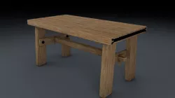 Medieval Table Chair and Bench Set 3D model