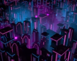 Neon Buildings Low-poly  3D model