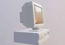 Old desktop pc and monitor Low-poly  3D model