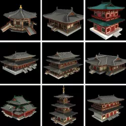 Oriental Asian Temple Collection 3D model