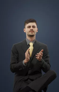 Peter Elegant Caucasian Man In A Black Suit Sitting And Clapping 3D model