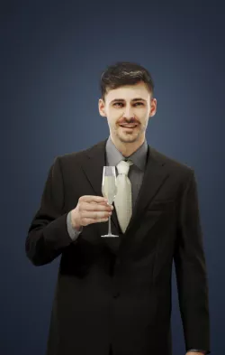 Peter Elegant Man Standing With A Glass Of Sparkling Wine 3D model