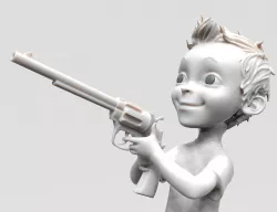 Small boy with gun 3D model